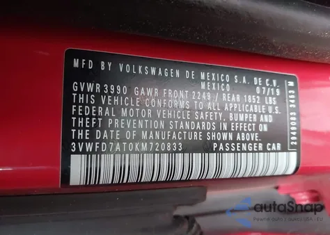 2019 Volkswagen Beetle 2.0T Final Edition Se/2.0T Final Edition Sel/2.0T S из США, поврежденный, VIN 3VWFD7AT0KM720833